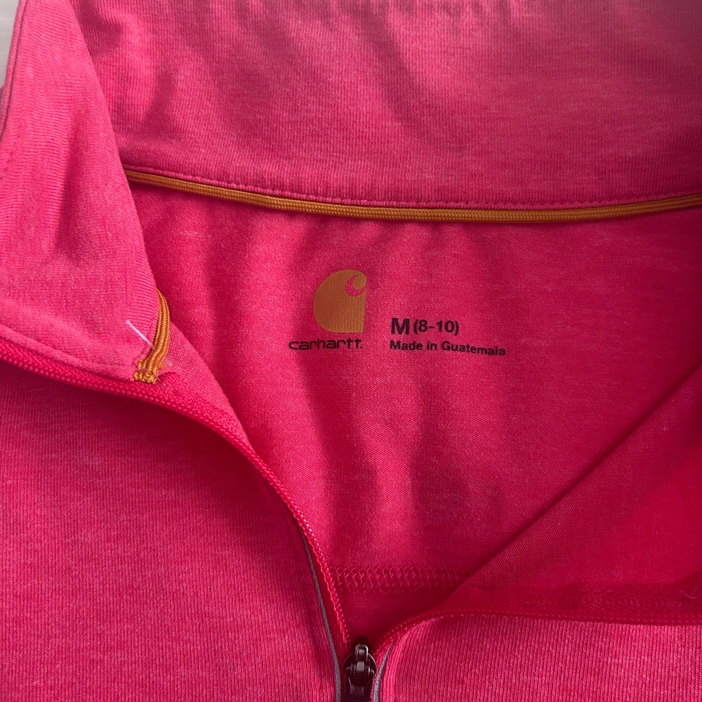Carhartt Women's Force Long-Sleeve half Zip-Up Shirt size M Red Pink Heather - Picture 6 of 7